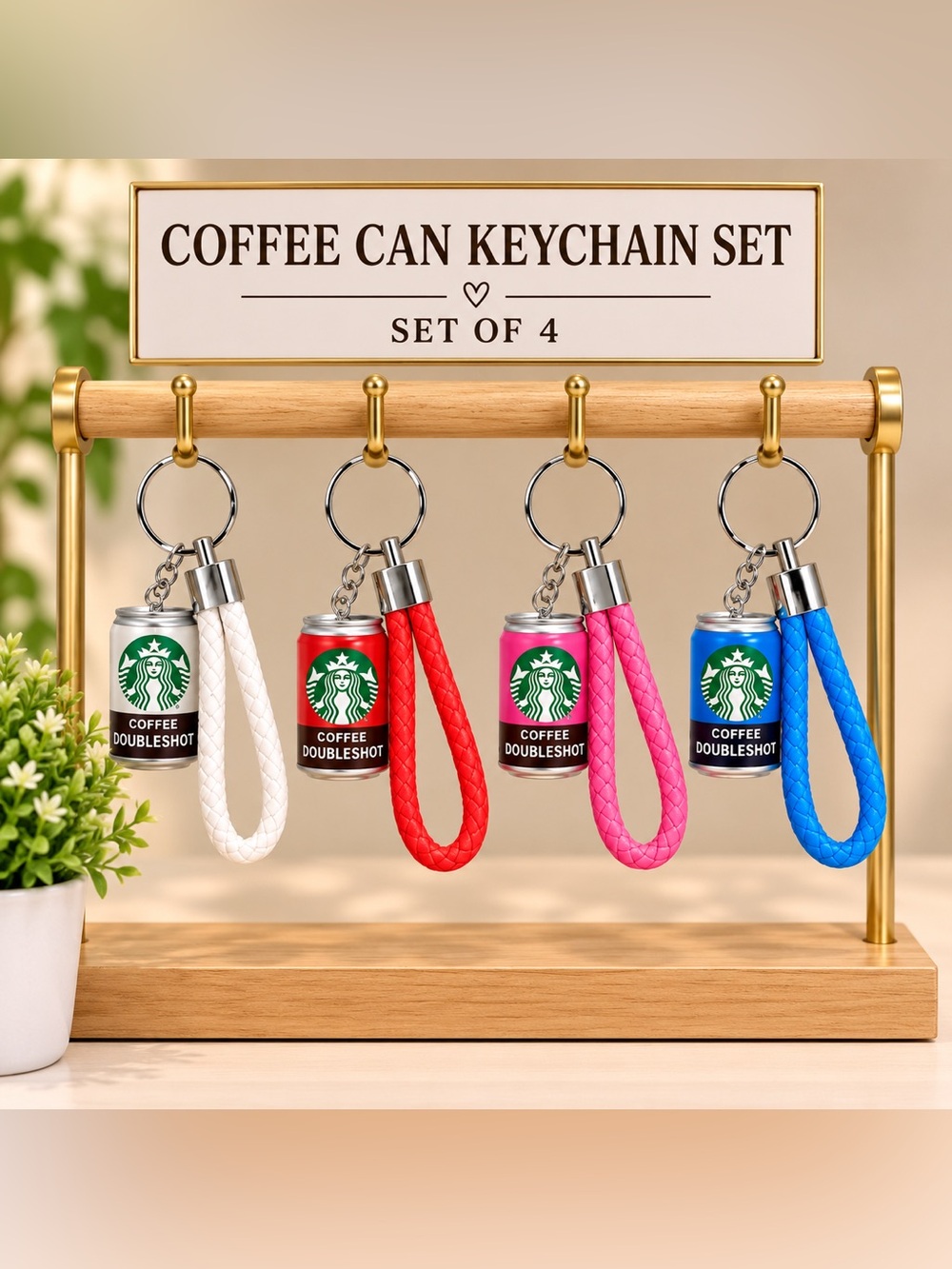 Mini Coffee Can Keychains with Wristlet Straps – Set of 4